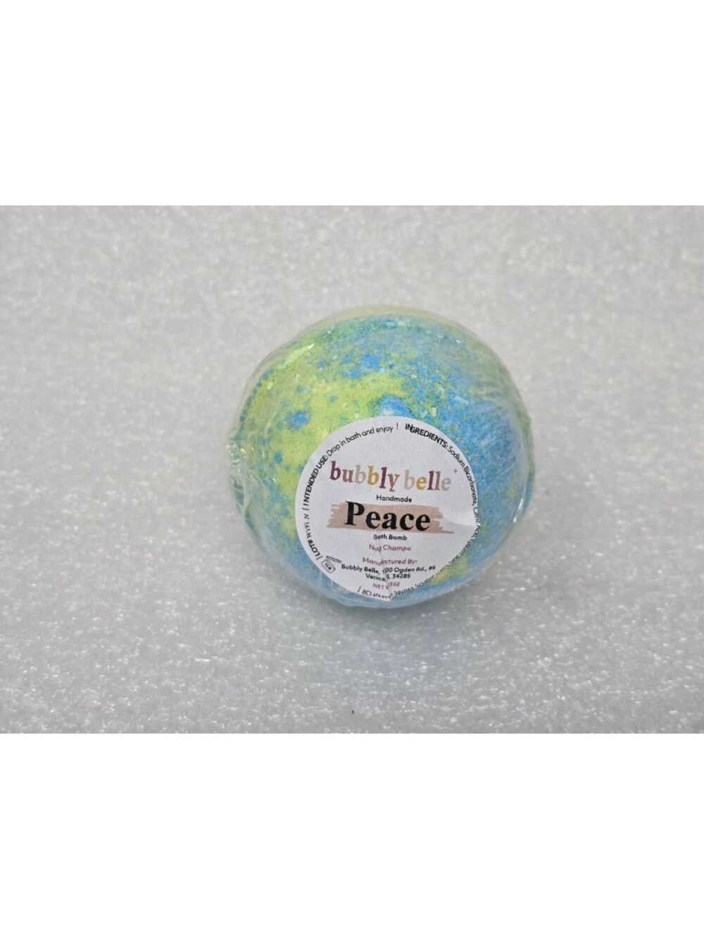 Bubbly Belle Handmade Peace Bath Bomb Nag Champa Blue & Green Aromatherapy